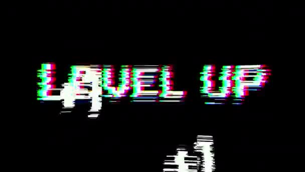 Level UP tekst glitch effect — Stockvideo