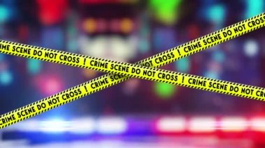 Polis hattı. Suç mahalli geçmez. Sarı bantlı barikat, arka planda yanıp sönen flaşlı polis arabası. Kusursuz döngü