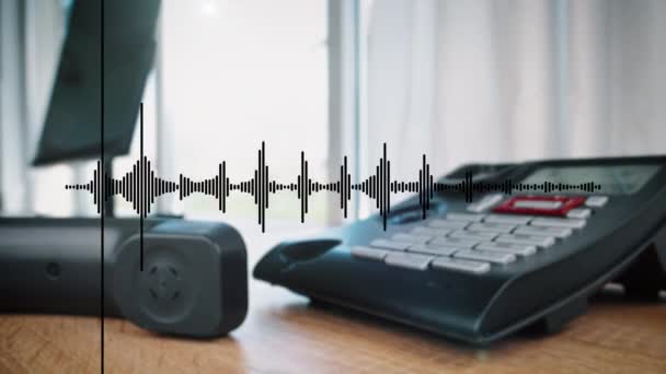 Forma Onda Audio Voz Llamada Telefónica Escritorio Voz Bucle Sin — Vídeo de stock