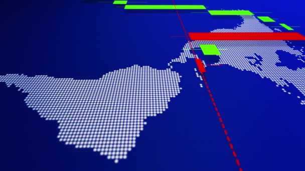 Grafico Del Mercato Azionario Con Una Mappa Del Mondo Puntini — Video Stock