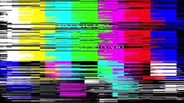 Sinyal teknik bir sorun değil. Analog SMPTE renk testi kalibrasyon çubukları. Hata efektli kusursuz döngü canlandırması