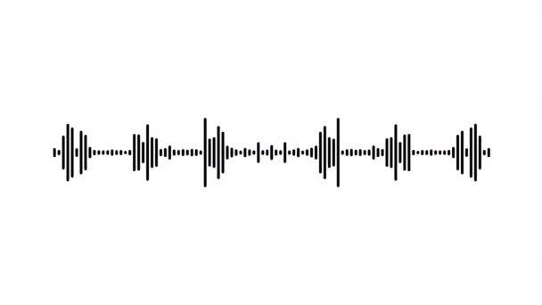Частота Звуковых Сигналов Черные Звуковые Волны Белом Фоне Бесшовная Анимация — стоковое видео