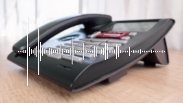 Conversa Telefônica Mesa Forma Uma Forma Onda Sonora Voz Loop — Vídeo de Stock