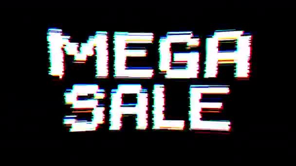 Sales Mega Sale Dynamic Banner Glitch Effect Seamless Loop Animation — Vídeo de stock