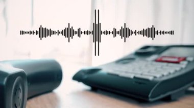Office desk phone conversation. Seamless loop, telephone voice audio spectrum
