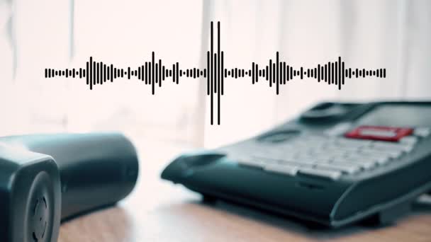 Office Desk Phone Conversation Seamless Loop Telephone Voice Audio Spectrum — ストック動画