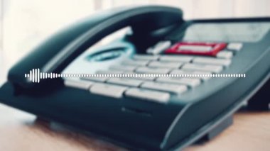 Audio waveform, phone call speech sound audio spectrum. Business communications concept