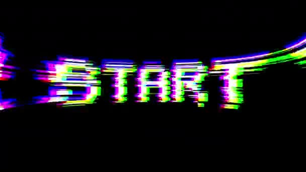 Start Seamless Loop Pixel Text Animation Dynamic Rgb Glitch Distortion — Wideo stockowe