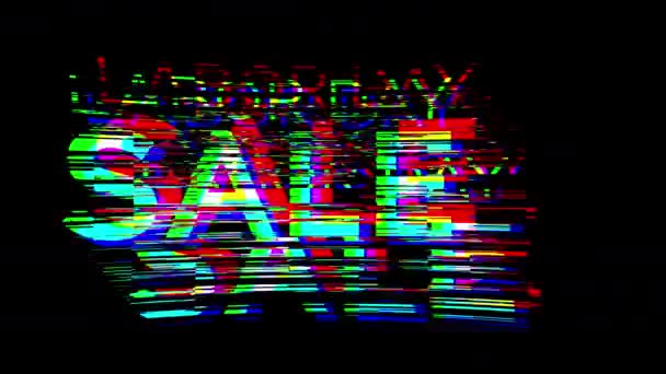 Labor day sale. Advertising message with glitch distortion vfx. Seamless loop animation