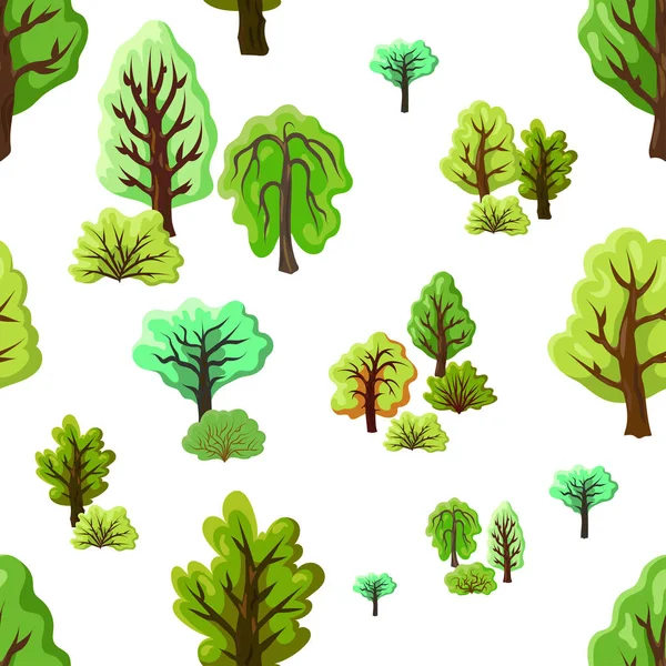 Nahtloses Muster Mit Bäumen Sommer Drucken Sie Hintergrund Mit Pflanzen — Stockvektor