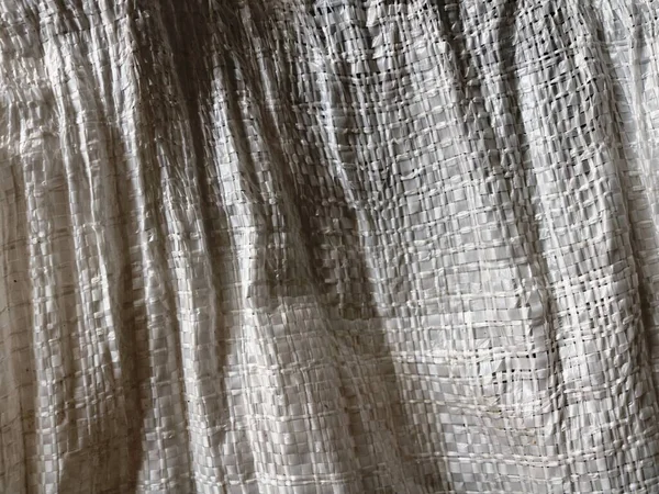 Tas Kanvas Kusut Berbayang Sebagai Bingkai Penuh Tekstur Kain Latar — Stok Foto
