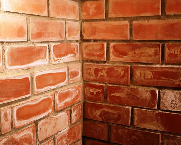 Brick Corner Basement Empty Background Connection Two Brick Walls Room — Stock Photo, Image