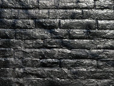 yüzey üzerinde soyut gölgesi olan siyah yağlı boya ile boyanmış tuğla işçiliği, kopya alanı ile koyu gri bloksu kentsel zemin, tuğla duvarı boyamakta siyah renk