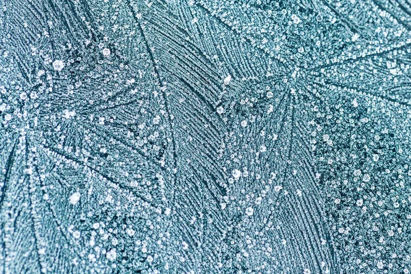 Bir Araba Penceresinde Yakın plan Buz Kristalleri