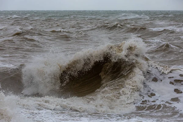 Olas Que Estrellan Costa Sussex — Foto de Stock