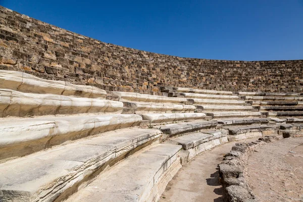 Antigo Anfiteatro Salamis Norte Chipre Com Céu Azul Por Cima — Fotografia de Stock