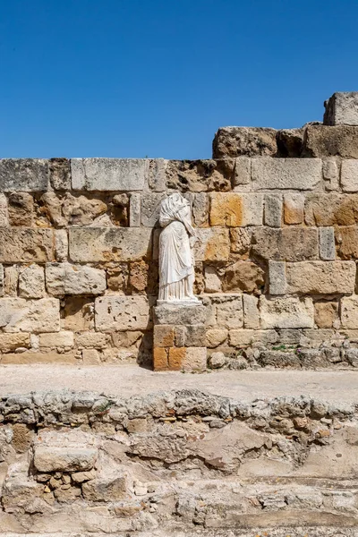 Uma Estátua Nas Ruínas Das Antigas Salamis Perto Famagusta Ilha — Fotografia de Stock