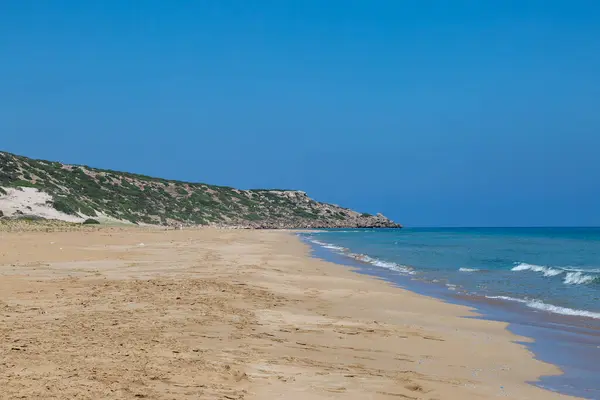 Una Vista Sull Idilliaca Spiaggia Dorata Lungo Penisola Karpas Cipro — Foto Stock