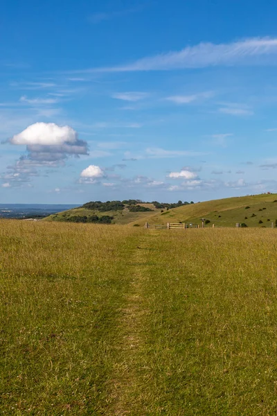 Olhando Longo Caminho Nas South Downs Perto Devil Dyke — Fotografia de Stock