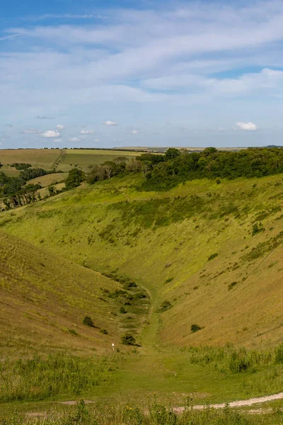 Olhando Longo Devil Dyke Britains Deepest Dry Valley — Fotografia de Stock