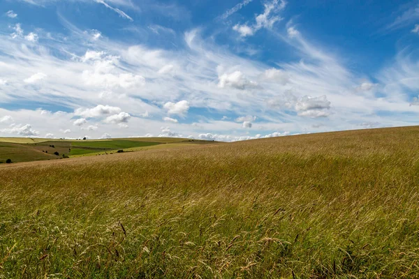 Uma Vista Rural South Downs Dia Ensolarado Verão — Fotografia de Stock