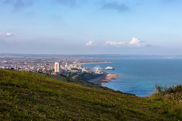 View Town Eastbourne Sussex Coast Hills Nearby — 스톡 사진