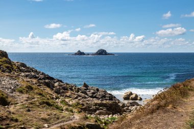 A view of The Brisons from above Porth Nanven beach, on the west of Cornwall