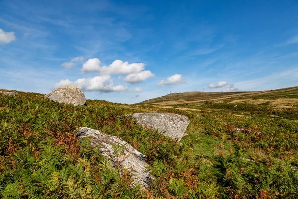 Een Ruig Dartmoor Landschap Een Zonnige September Dag — Stockfoto