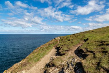 Cornish kıyısındaki Godrevy Head 'den okyanus manzarası