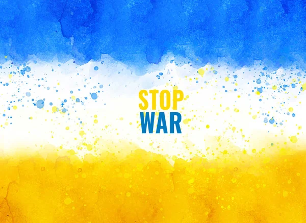 Stöder Ukraina Inskrift Stoppa Kriget Akvarell Bakgrund Flagga Ukraina Rädda — Stockfoto
