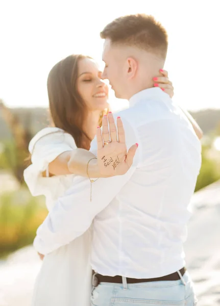 Romantic Portrait Couple Love Marriage Proposal — Stockfoto