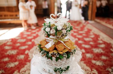 Traditional Ukrainian bread decorated with decor