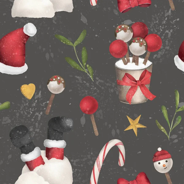 Jul och nyår akvarell sömlösa mönster — Stockfoto
