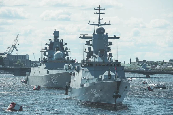 Grande Navio Guerra Desfile Aviação Naval São Petersburgo 2021 Celebração — Fotografia de Stock