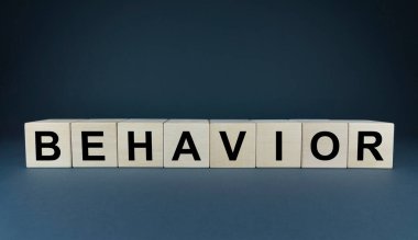 Davranış - küplerle ilgili kelime. İş, psikoloji ve davranış konsepti.