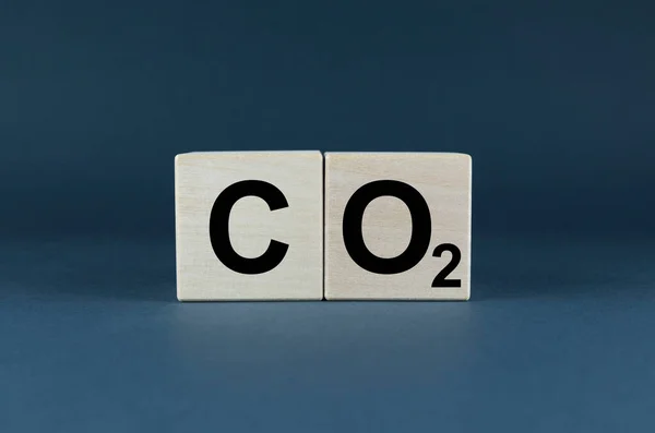 Κύβοι Co2 Σχηματίζουν Λέξη Διοξείδιο Του Άνθρακα Οικολογία Και Κλιματική — Φωτογραφία Αρχείου
