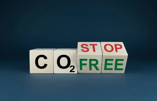Co2を停止または無料 キューブは Co2を停止または無料の選択を形成します 生態学と気候学の概念 — ストック写真