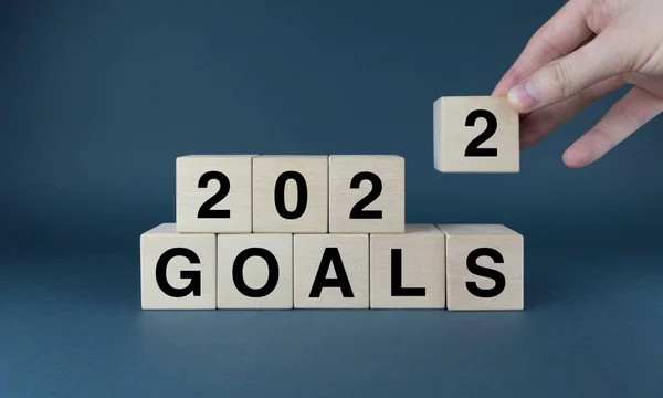 Obiettivi 2022 Cubi Formano Parola Goals 2022 Concetto Obiettivi Piani — Foto Stock