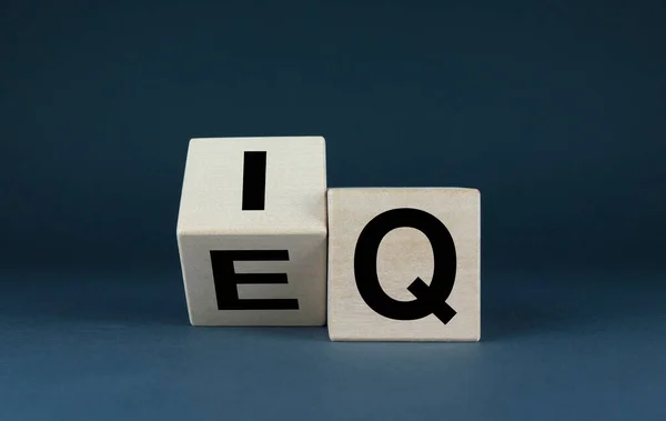 IqまたはEq記号 キューブは 式Iq Intelligence Quotient またはEq Emotional Intelligence Quotient を形成します — ストック写真