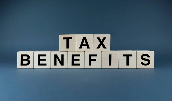 Tax Benefits Cubes Form Words Tax Benefits Business Taxation Concept — Stock Photo, Image