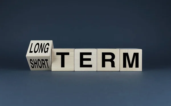 Long Short Term Cubes Form Words Choice Long Term Short — Stock Photo, Image