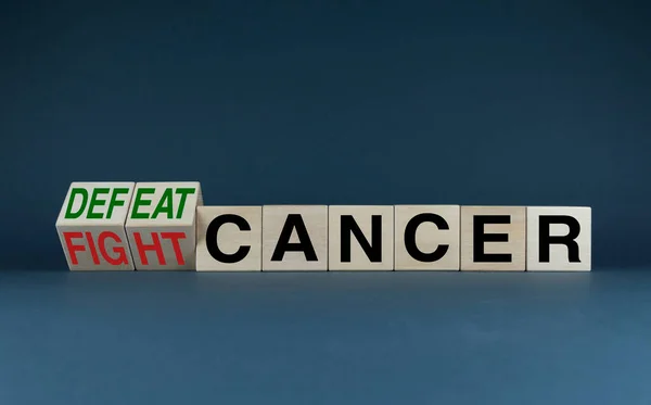 Combatti Sconfiggi Cancro Cubi Formano Parole Lotta Contro Cancro Sconfiggi — Foto Stock
