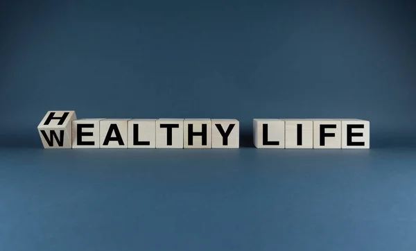 Healthy Life Wealthy Life Cubes Form Choice Words Healthy Life — ストック写真