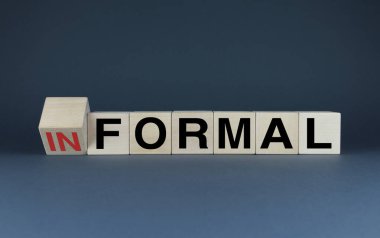 Informal or formal. Cubes form words Informal or formal. The concept of Informal or formal environment, behavior or dress code