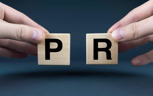 Kubussen Vormen Woorden Public Relations Public Relations Concept — Stockfoto