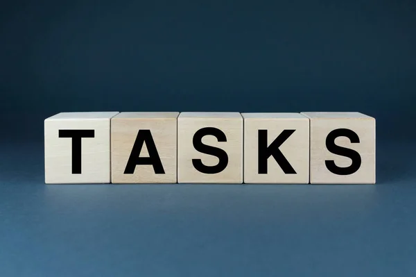 Tasks Cubes Form Word Tasks Concept Tasks Both Business Life — Stockfoto