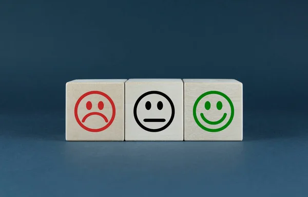 Smilies Negative Neutral Positive Cubes Form Faces Moods Smilies Dissatisfied — Stockfoto