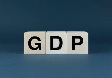 GDP. Cubes form word GDP. Concept of Gross Domestic Product GDP