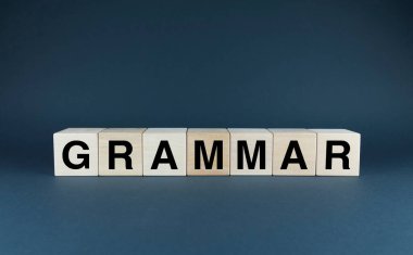 Grammar. Cubes form the word Grammar. Concept of word Grammar and education