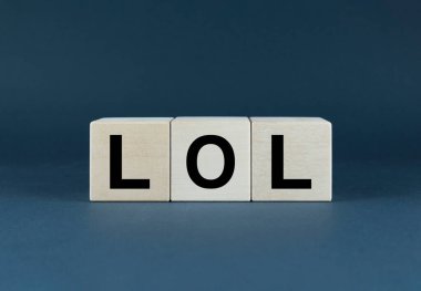 LOL. Cubes form the word LOL. Concept LOL - laughing out loud